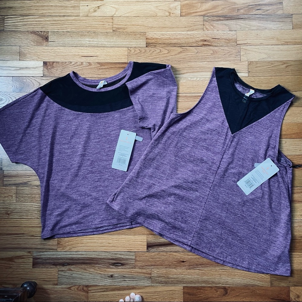 Lucy Manifest Mesh Tank and SS Crop Top (lot of 2) Sz L NWT